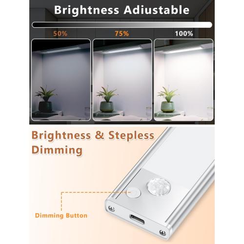 Under Cabinet Rechargeable Lighting: Motion Sensor Dimmable Lights Indoor - Battery Operated Lights - Wireless Activated Closet Light Magnetic Led Light for Kitchen Home Bathroom Counter 3 Pack