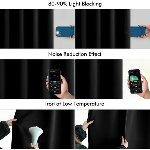 MIULEE 2 Panels Back Tab Blackout Curtains 96 Inch Long for Living Room Bedroom, Halloween Black Rod Pocket/Pinch Pleated Thermal Insulated Room Darkening Light Blocking Floor to Ceiling Curtain/Drape