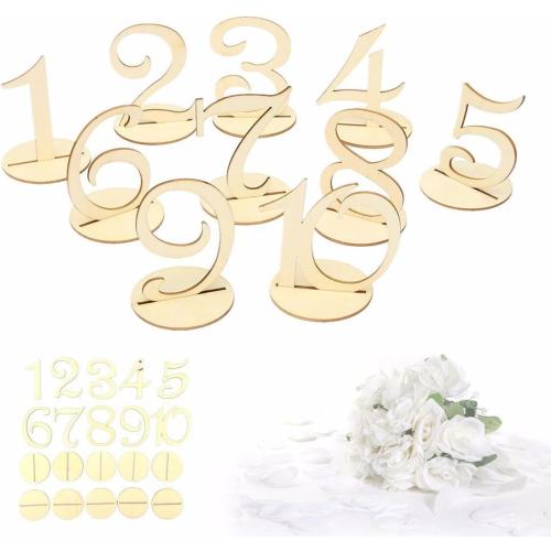 Wooden Table Numbers,1-10 Wedding Table Numbers with Holder Base for Banquets, Cafes, Restaurants, Hotels, Parties,Wedding,Events or Catering Decoration