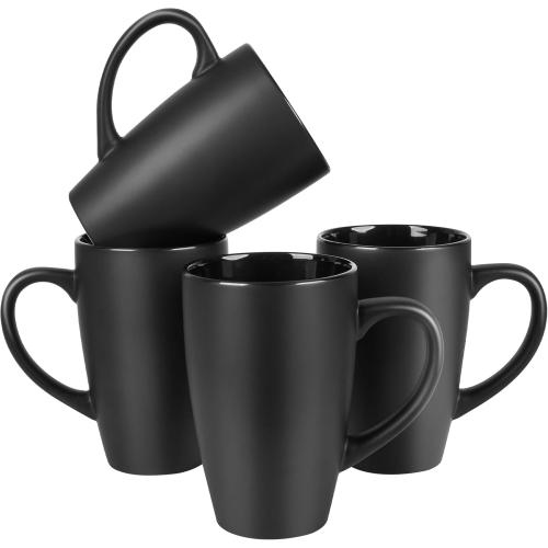 Teivio Home set 8....Extra Large Ceramic Tall Coffee Mugs Set for Coffee Tea Hot Cocoa  Dishwasher & Microwave Safe (Matte black)