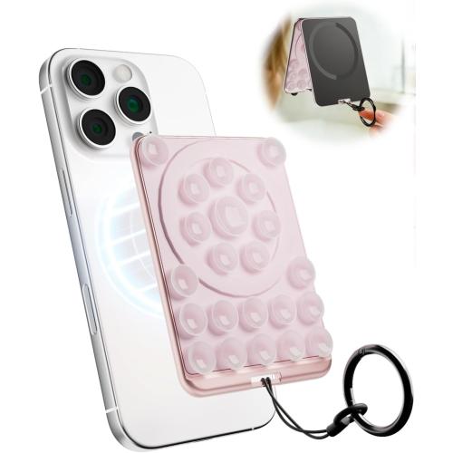 Sembo Magnetic Suction Phone Mount for MagSafe Case, Silicone Octo Cup Buddy Sticky Grip Holder for iPhone, Removable Hands-Free Selfie/Video for TikTok Influencers, Women Gift (Rose Gold)