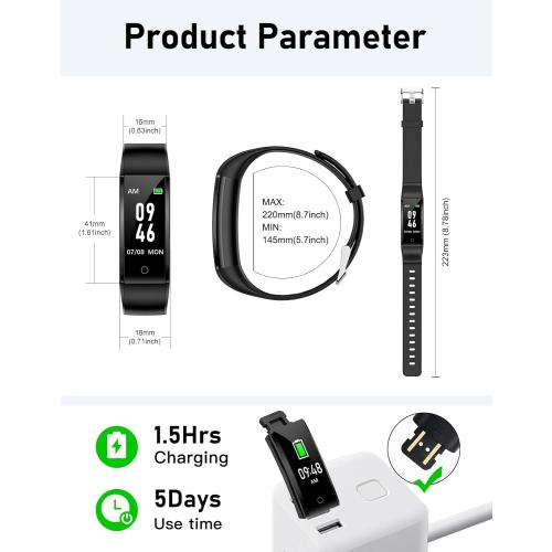 GRV No Bluetooth Pedometer Watch Fitness Tracker No Phone Needed, Step Counter Calories/Sleep Tracker for Walking Running for Men Women Waterproof (Black)