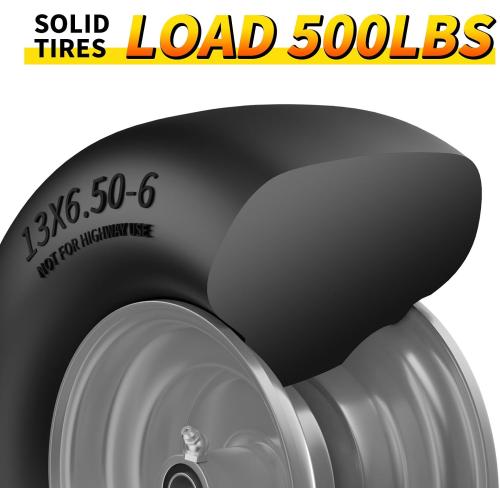 13x6.50-6 Lawn Mower Tires Flat Free, Zero Turn Mower Front Tires for Residential and Commercial, 13x6.5-6 Flat Free Tire and Wheel, 3/4 & 5/8 Bearing, 3.25-7.65 Center Hub, 2Pack Gray