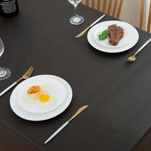 Pioggia Vinyl Tablecloth with Flannel Backing Square Waterproof Oil-Proof Plastic Table Cloth Wipeable PVC Table Cover for Indoor and Outdoor (Black, 60 x 60 Inch)