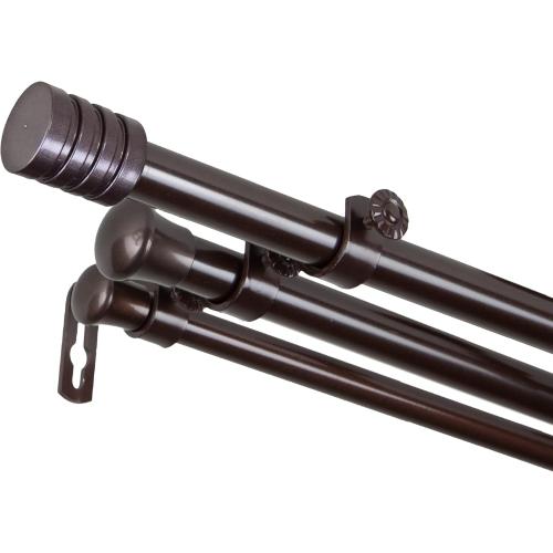 A&F Rod Décor - Grant 13/16 Triple Curtain Rod 120-170 inch - Cocoa