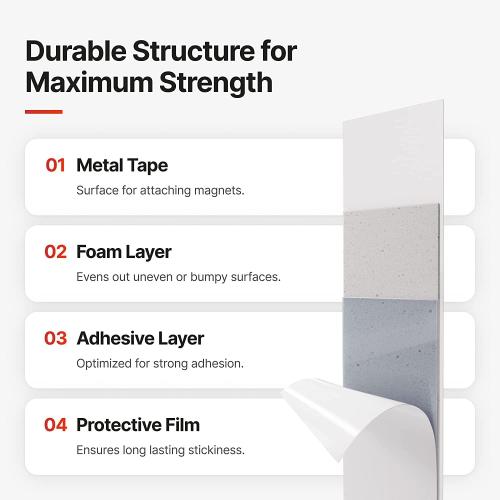 Adhesive Metal Strip for Magnets 1.4“ x 20ft, Metal for Magnetic Tape, Self Stick Flexible Steel Metal Tape Roll for Magnets, Metal Strips for Wall