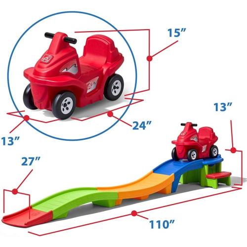 Step2 Up & Down Roller Coaster Toy for Kids, Ride On Push Car, Indoor/Outdoor Playset, Toddlers Ages 2 - 5 years old, Compact Storage, Max Weight 50 lb., Multicolor