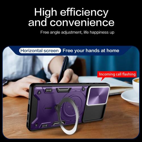Asuwish Phone Case for Samsung Galaxy S23 FE 5G Slide Camera Magnetic Cover with Tempered Glass Screen Protector and Ring Holder Stand Hybrid Mobile Cell Accessories S 23 EF S23FE 23S Women Purple