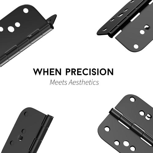 goldenwarm Black Door Hinges 4inch 3 Pack Security Door Hinges, Interior/Exterior Matte Black 4 Hinges with 5/8 Radius Corner for Doors Reversible Full Mortise Combination
