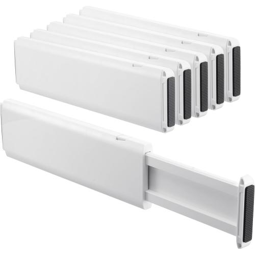 5 Pack Drawer Dividers, 4 Inch High Adjustable Dresser Drawer Organizers, Expandable from 14.8-22 inch Separators for Clothes, Kitchen, Office, Bathroom Organization, White
