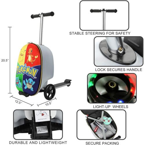 Bioworld Pokemon Character Art Scooter Youth Rolling Luggage Suitcase