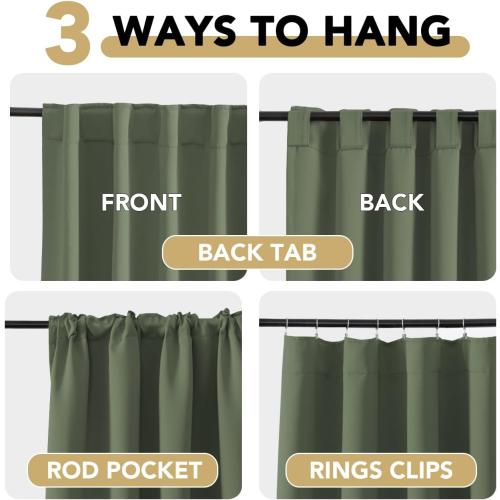 H.VERSAILTEX Blackout Curtains Thermal Insulated Window Treatment Panels Room Darkening Blackout Drapes for Living Room Back Tab/Rod Pocket Bedroom Draperies (2 Panels, Bronze Green, 52 x 84 Inch)