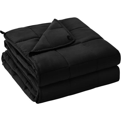 yescool Weighted Blanket for Adults (20 lbs, 60 x 80, Black) Cooling Heavy Blanket for Sleeping Perfect for 190-210 lbs, Queen Size Breathable Blanket with Premium Glass Bead, Machine Washable
