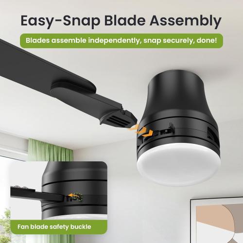 Ceiling Fans with Lights and Remote: 52 Inch Modern Black Ceiling Fan, Low Profile Flush Mount, Quiet Reversible DC Motor & 3CCT Dimmable LED for Bedroom Living Room Kitchen Indoor Outdoor