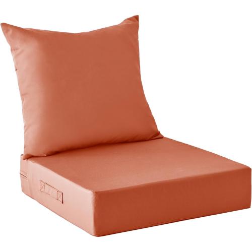 Outdoor Cushions for Patio Furniture,Outdoor Seat Cushion Set 24 x 24 x 5.75 Inch,Waterproof & Fade Resistant Outdoor Chair Cushions,Deep Patio Chair Cushion with Removable Cover,Spice