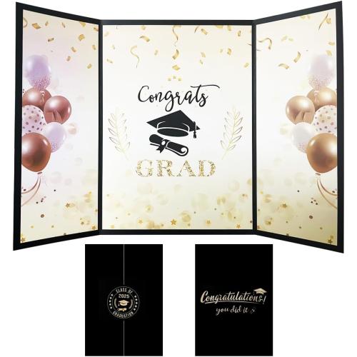 Black Gold Graduation Party Decorations Book,Class of 2025 Congratulations Graduates Signature Guest Book for Congrats Graduation Gifts Party Supplies