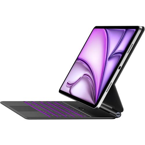 Jibrealg Magic Keyboard for iPad Air 13(M4 2026/M3 2025/M2 2024) & iPad Pro 12.9(6th/5th/4th/3rd Gen), Slim Case with Keyboard, Smart Keyboard Case with Multi-Touch Trackpad, 7-Color Backlit, Black