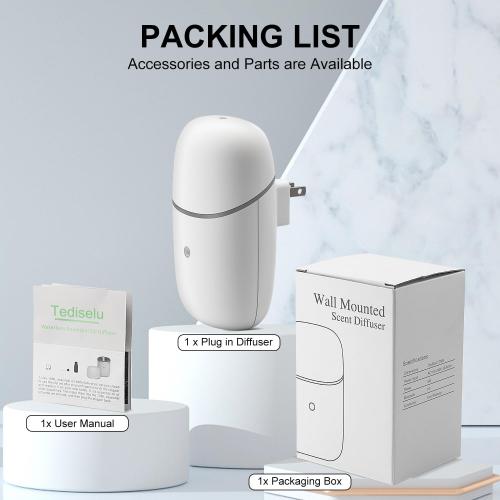 Plug in Waterless Diffuser, 500 Sq. Ft Coverage, Plug in Essential Oil Diffuser & Small Wall Diffuser with Low/High and Off Switch and Auto Night Light-A827