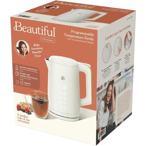 Beautiful 1.7-Liter Electric Kettle 1500 W with One-Touch Activation, White Icing by Drew Barrymore
