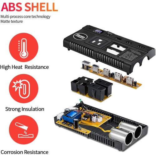 Car Power Inverter 120W 12V 24V DC to 110V AC 4 USB Ports Car Charger Adapter with 3 AC Outlets Dual Cigarette Lighter, Digital LED Display Quick Charging 3.0 for Phones Tablets PC Laptops (120W)