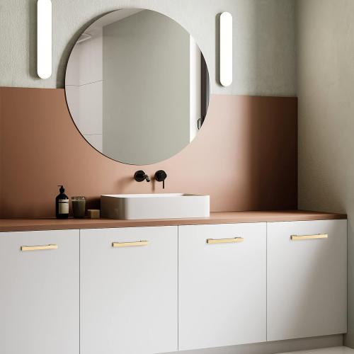 5 Pack Square Brushed Brass Cabinet Pulls, 5 Inch(128mm) Hole Centers Brushed Gold Cabinet Handles Hardware for Kitchen Cupboard Closet Bathroom Dresser Drawer, Solid Zinc Alloy