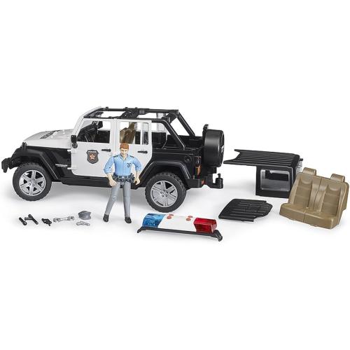 Bruder 02526 Jeep Rubicon Police car with Light skin Policeman, Jeep W/ Light Skin Policeman