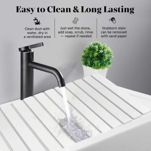 Extral Large Stone Dish Drying Mats for Kitchen Counter, 28(L)×16(W) Quick Dry Dish Drying Mat, Collapsible Eco-Friendly Absorbent Diatomaceous Earth Mat for Dishes Cups, Match Any Countertop