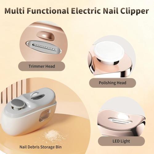 Electric Nail Clipper, 3-Speed Electric Nail Trimmer with Display Screen