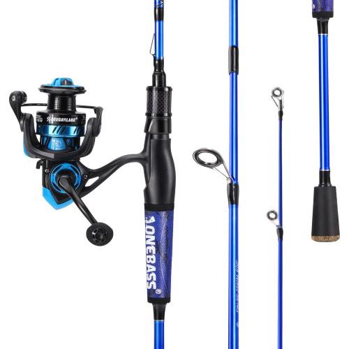 Color Blue One Bass Fishing Rod and Reel Combo, IM7 Graphite  Blank Baitcasting Combo, Spinning Rod with SuperPolymer Handle