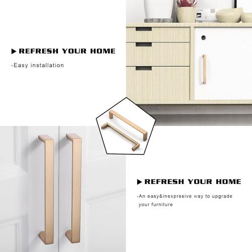 4 Pack 5 Inch(128mm) Cabinet Pulls Square Champagne Bronze Kitchen Cabinet Handles Kitchen Cabinet Hardware Gold Drawer Pulls for Dresser Cupboard Wardrobe