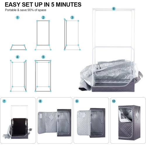 Full Size Portable Personal Infrared Sauna for Home, Personal Home Spa Tent with Remote Control, Heating Foot Pad, Foldable Reinforced Chair （Grey, L33.8 x W 33.8 x H 66.5