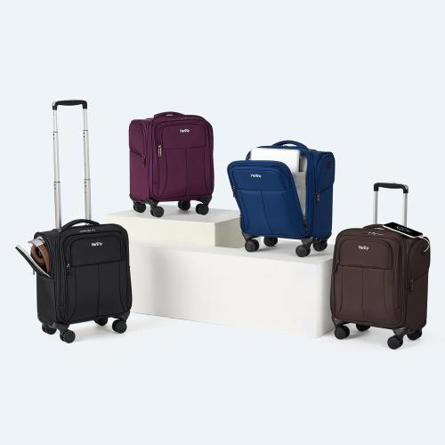 16 Inch Underseat Carry On Luggage with Wheels Softside Small Suitcases Personal Item Bag with Pocket Travel Luggage for Men Women Business Overnight Bag(Blue)