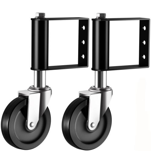Ronlap Gate Caster Wheels Spring Loaded for Wooden Metal Tube Swing Fence Gates Heavy Duty Outdoor Farm Vinyl Gate Rollers, 220 Lbs, 4 Inches, 2 Pack
