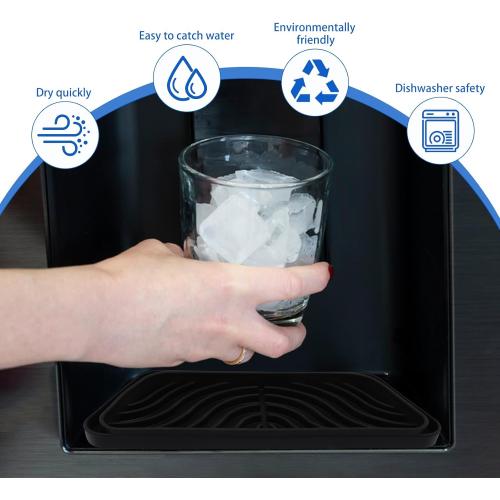 2 Pack Silicone Refrigerator Drip Tray, Cuttable Refrigerator Drip Catcher, Protects Ice and Water Dispenser Pan, Fridge Spills Water Pad for Whirlpool, GE, Samsung, (Rectangular, Black)
