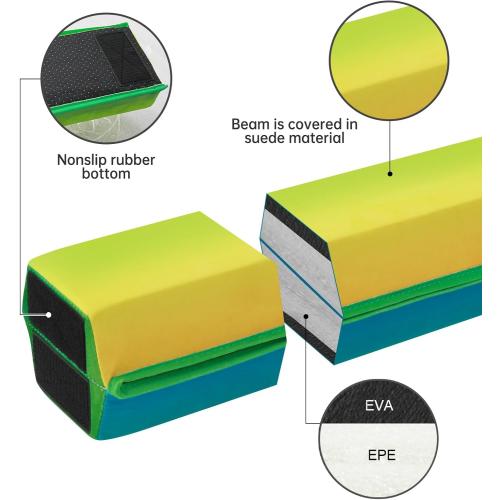 FBSPORT 8ft/6ft Balance Beam: Folding Floor Gymnastics Equipment for Kids Adults,Non Slip Rubber Base, Gymnastics Beam for Training, Practice, Physical Therapy and Professional Home Training