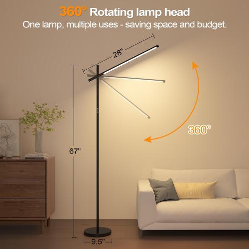 LED Corner Floor Lamp, 360°Rotating Head, Super Bright 1800LM Dimmable Minimalist Floor Lamps with Remote Control,3000K-6000K Modern Corner Light,67 Tall Standing Lamp for Living Room,Bedroom,Office
