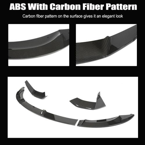 Front Bumper Lip Splitter Spoiler for BMW M3 F80 & M4 F82 F83 2015-2020 Carbon Fiber Pattern Lightweight Polyurethane Body Kit Enhances Aerodynamics & Performance