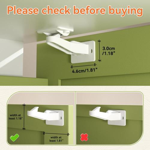 SAFELON 12 Pcs Baby Safety Cabinet Locks Childproof Drawer Locks with Screws, Kids Latch for Drawers and Cabinets, Works with Most Cabinets and Drawers.