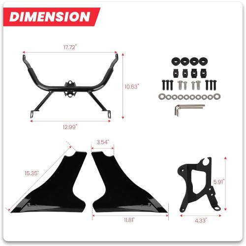 Side Panel Fairing Kit compatible with Harley Davidson CVO Road Glide FLTRXSE/FLTRXSTSE 2023-2025, Gloss Black Unpainted Spoilers Cover Support Bracket Kit,No-Drill