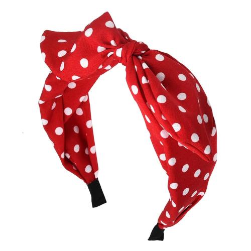 Polka Dot Bunny Ear Knotted Bow Headbands - Vintage Hair Accessories for Women and Girls with Non-Slip Top Knot