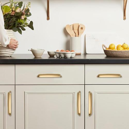khtumeware 2 Pack Champagne Bronze Cup Pulls 4 Inch Center to Center - Cabinet & Drawer Handles for Kitchen Hardware