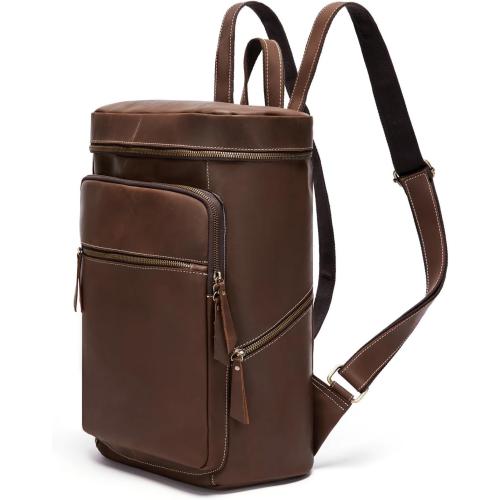 Retro Genuine Leather Backpack, Men's Fashionable Travel Bag And Camping, Practical Men's Travel (Brow)