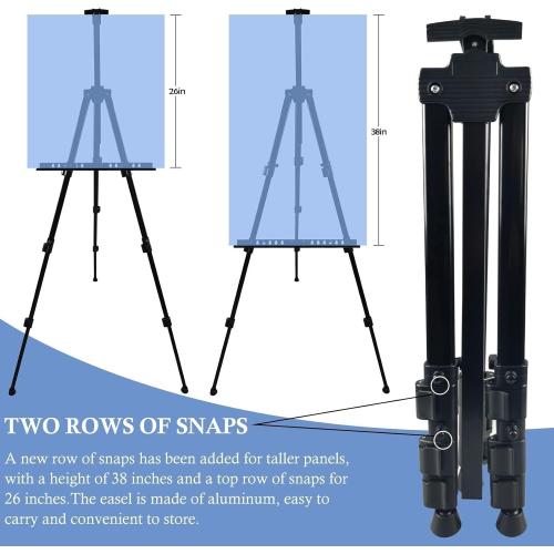 NS JYMB Easel Stand for Sign and Painting,  Adjustable, Black | Portable metal tripod easel for display stand, canvas holder, floor, poster board, wedding signs and travel use