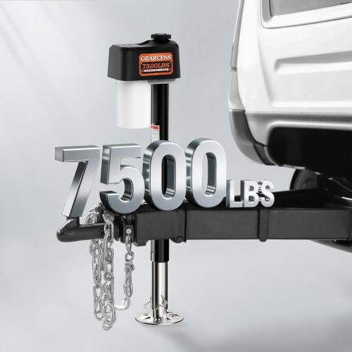 Upgraded 7500LBS Electric Trailer Jack, w/Remote Controls, RV Power A-Frame Tongue Jack with Built-in Spirit Level for Travel Trailer, 10.24-33.46 IP65 Waterproof, 12V DC Wiring, 5.9 Inch Foot Pad