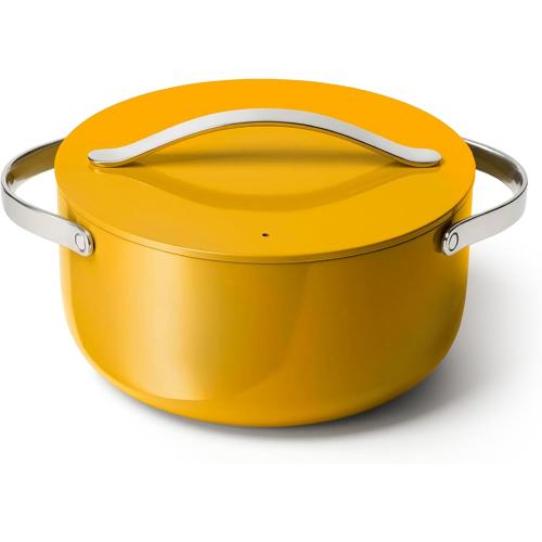 Caraway Nonstick Ceramic Dutch Oven Pot with Lid (6.5 qt, 10.5) - Non Toxic, PTFE & PFOA Free - Oven Safe & Compatible with All Stovetops (Gas, Electric & Induction) - Marigold