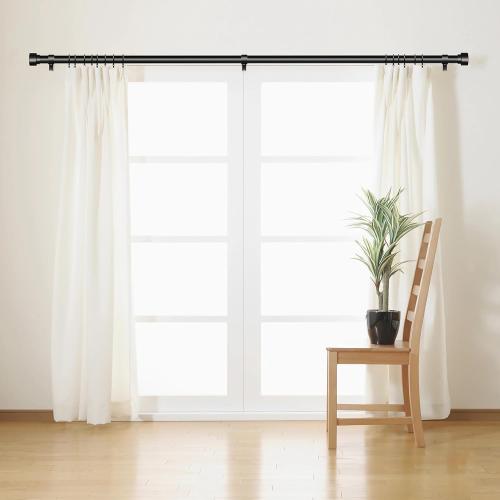 Time Forest Curtain Rods for Windows 32 to 170, 1 Inch Adjustable Black Heavy Duty Long Window Outdoor Curtain Rod for Patio, Modern Drapery Rods with Simple End Caps, Size 32-170