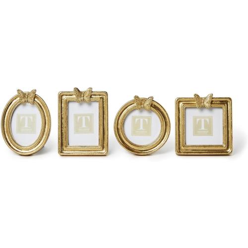 Two's Company Golden Butterfly Photo Frames, Resin, Set of 4