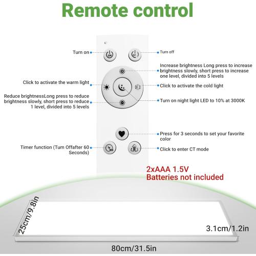 zemty LED Flat Panel Light with Remote 31.4x9.8 Inch, 35W 4000LM 3000K-6000K Adjustable Color Temperature, Dimmable Flush Mount Ceiling Light Fixture for Kitchen Bedroom Garage