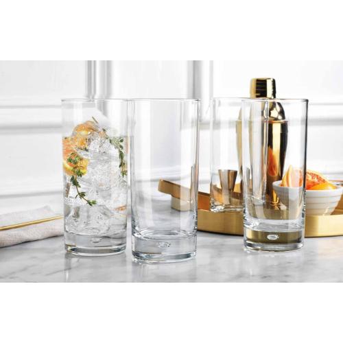 Home Essentials & Beyond Highball Glasses set of 4, 17 oz Drinking Glasses, Red Series Heavy Bubble Base