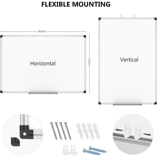 XBoard Magnetic Dry Erase Board/Whiteboard, 36 X 24 Inches, Double Sided White Board,1 Dry Eraser & 3 Dry Erase Markers & 4 Push Pin Magnets